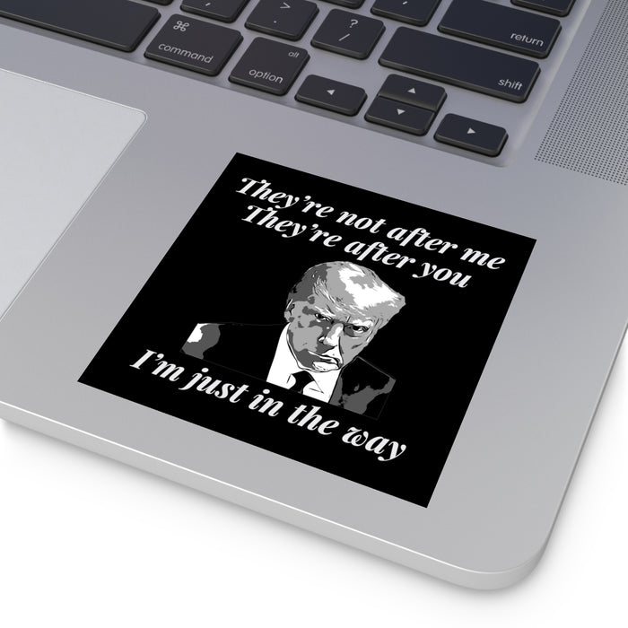 Trump Mugshot "They're Not After Me. They're After You. I'm Just In The Way" Sticker (3 Sizes)