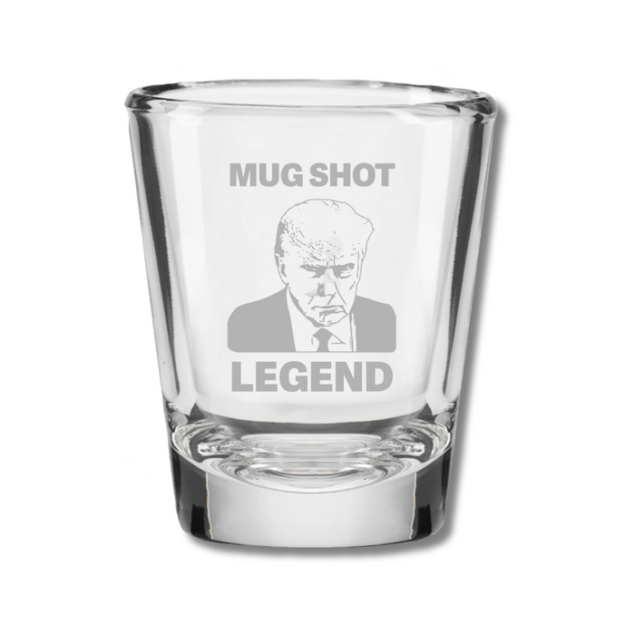 Trump Legend Mugshot Shot Glass (Etched)
