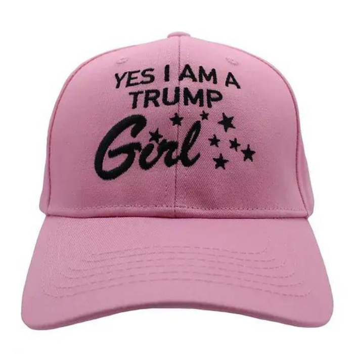 Yes! I Am A Trump Girl Embroidered Hat (Pink)