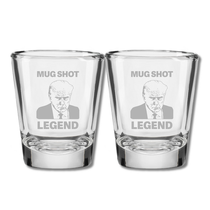 Trump Legend Mugshot Shot Glass (Etched)