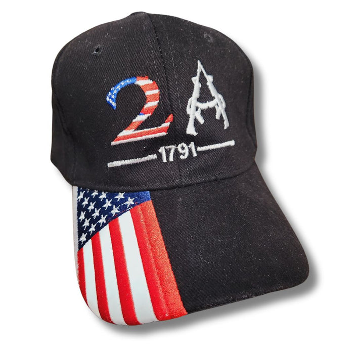 2A Crossed Guns 1791 Embroidered Hat w/Flag Bill (Black)