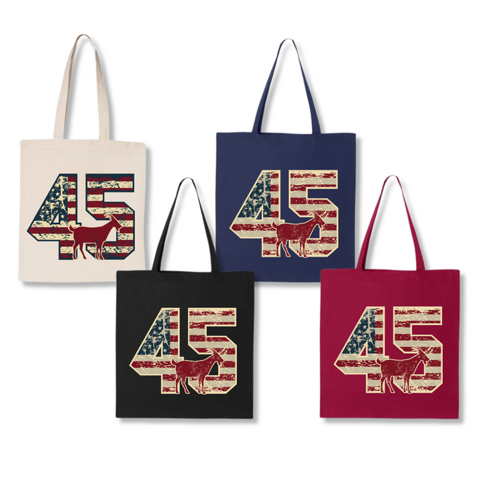 Patriotic Trump 45 G.O.A.T. Tote Bag (4 Colors)