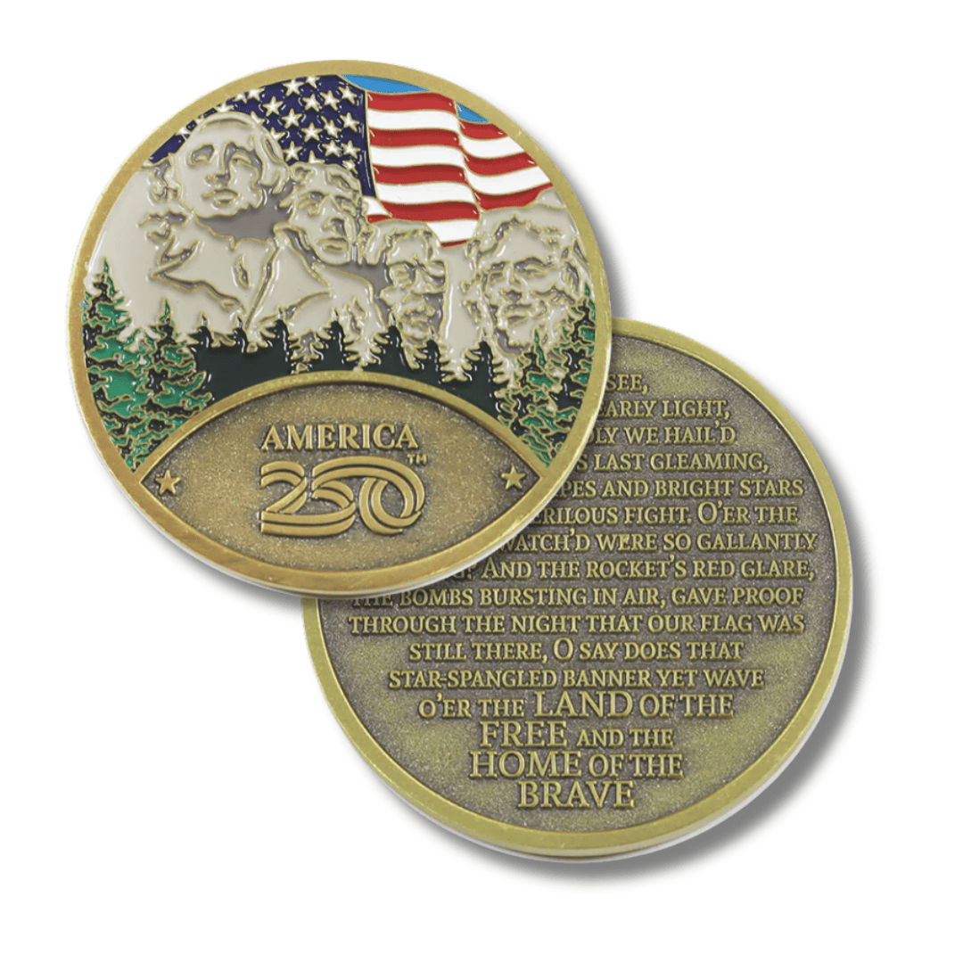 Official America250™ Anniversary Challenge Coin – Star Spangled