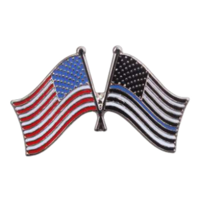American and Thin Blue Line Flags Lapel Pin