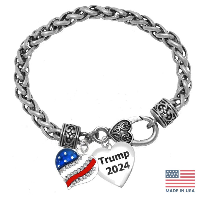 Trump 2024 Patriot Heart (Antique Wheat Chain Bracelet)