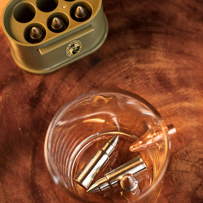 Bullet Whiskey Drink Chillers (Stainless Steel) with Tactical Military-Style Carrying Case