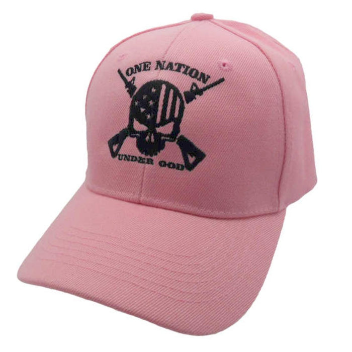 One Nation Under God Skull Embroidered Hat (Pink)