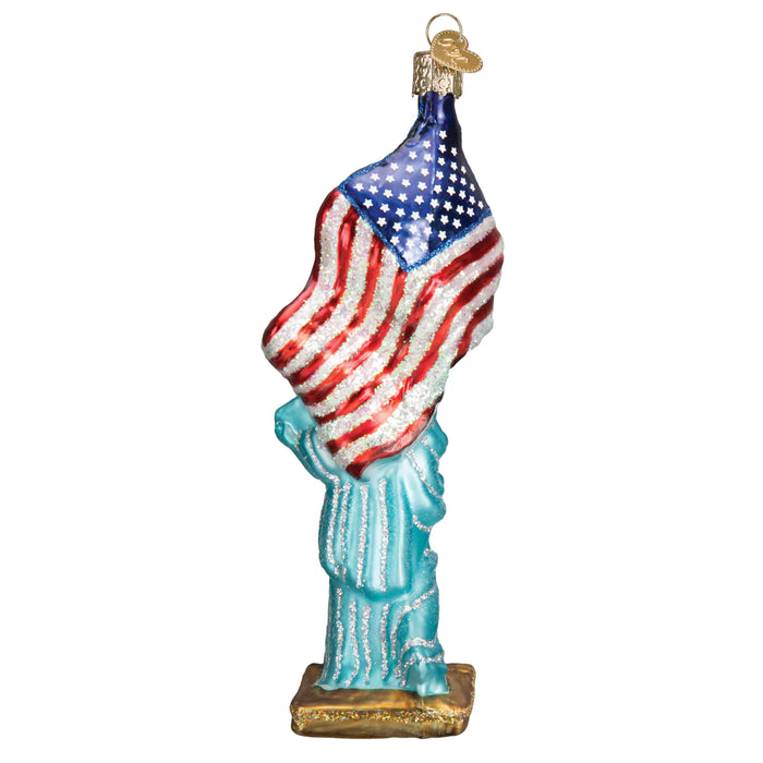 Patriotic Statue of Liberty Glass Ornament