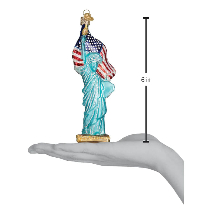 Patriotic Statue of Liberty Glass Ornament