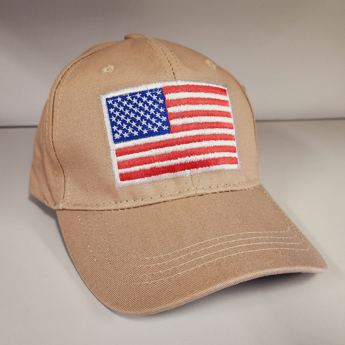 Patriotic Flag Patch Embroidered Hat (Khaki)