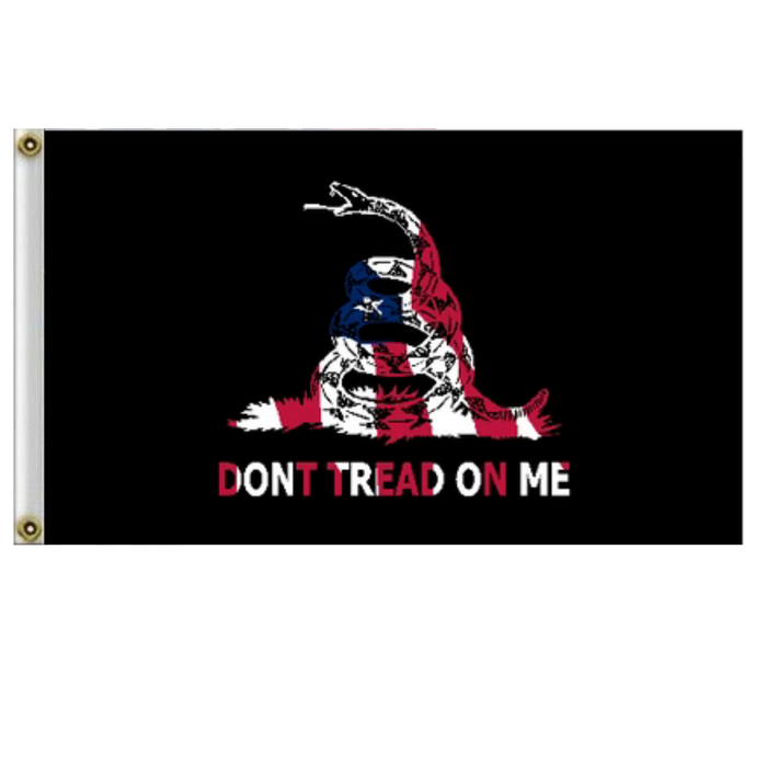 Gadsden Patriotic Dont Tread on Me 3'x5' Black Flag