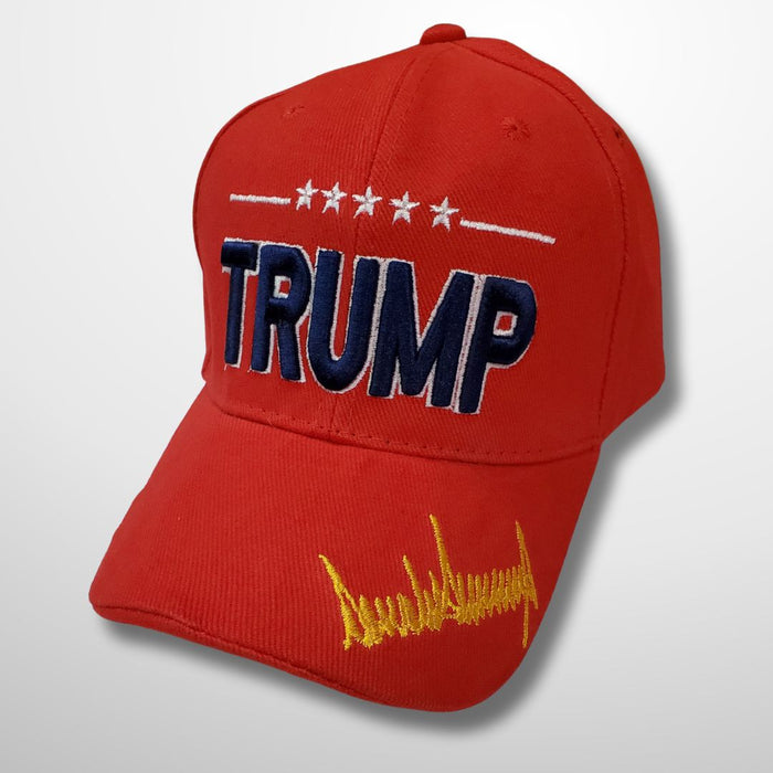 Trump Gold Signature Embroidered Hat (Red)