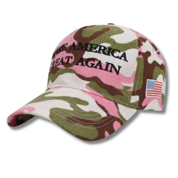 Premium Make America Great Again Pink Camo Embroidered Hat