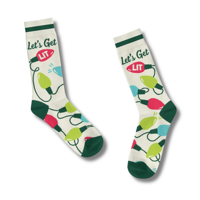 Let's Get Lit Christmas Socks (Made in the USA)