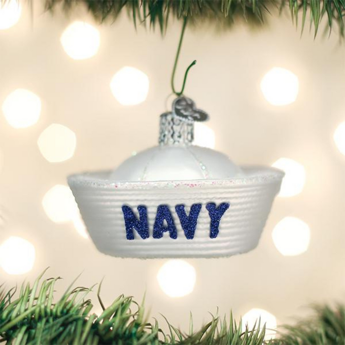 U.S. Navy Cap Glass Ornament