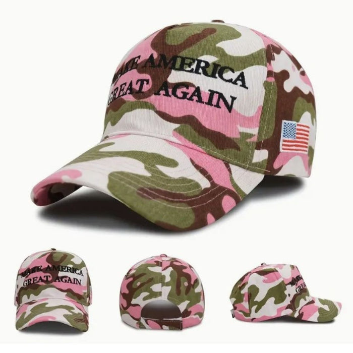 Premium Make America Great Again Pink Camo Embroidered Hat