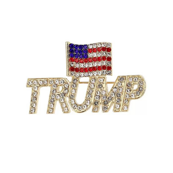 Trump American Flag Rhinestone Brooch