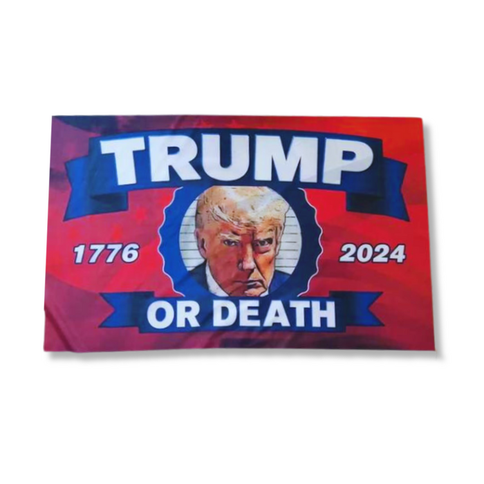 Trump or Death Mugshot 3'x5' Flag (Red)