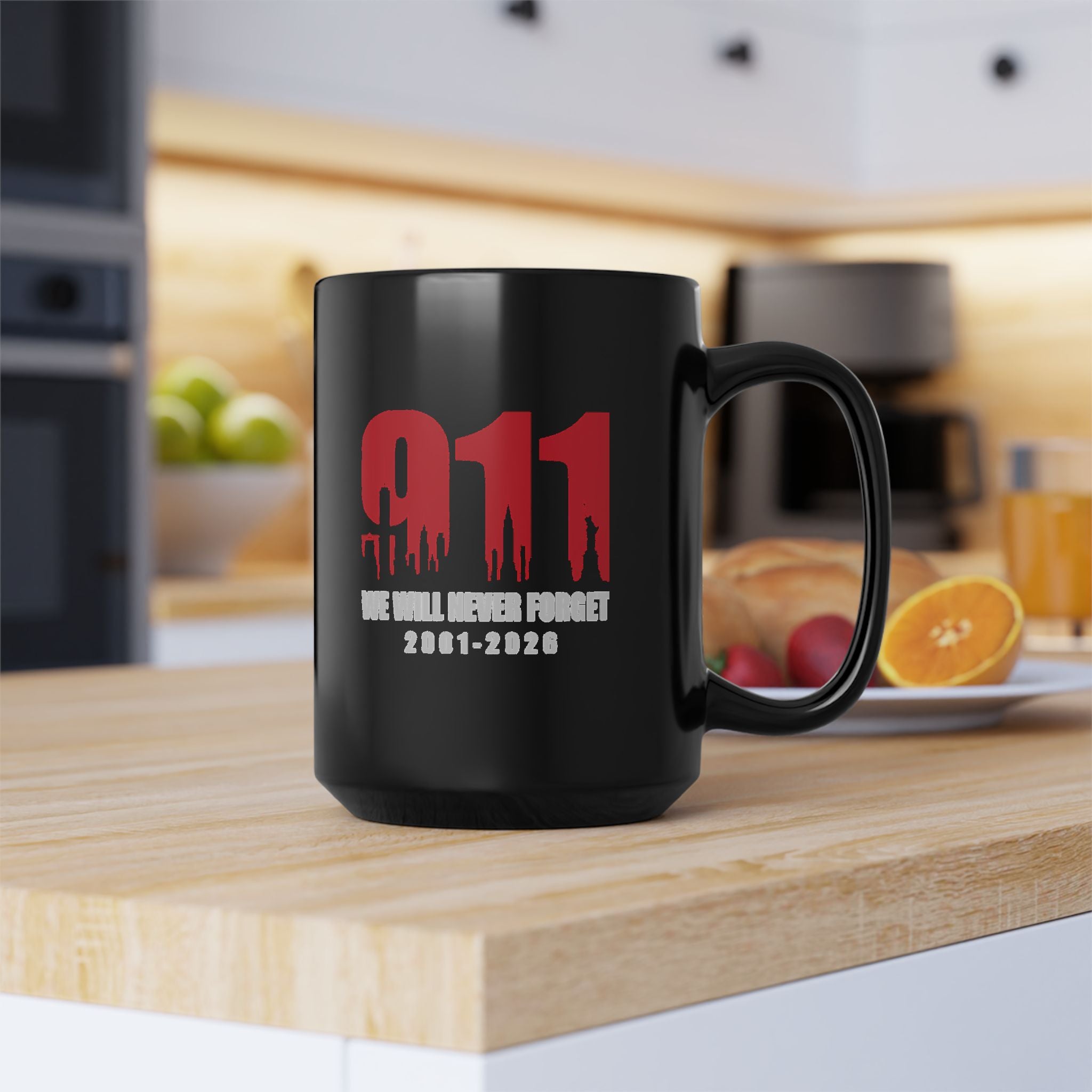 9/11 Remembrance Mug - "We Will Never Forget 2001-2026" | 25th Anniversary Memorial