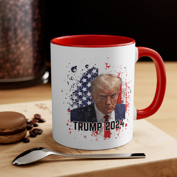 Trump 2024 Patriotic Mugshot Mug (3 Colors, 2 Sizes)