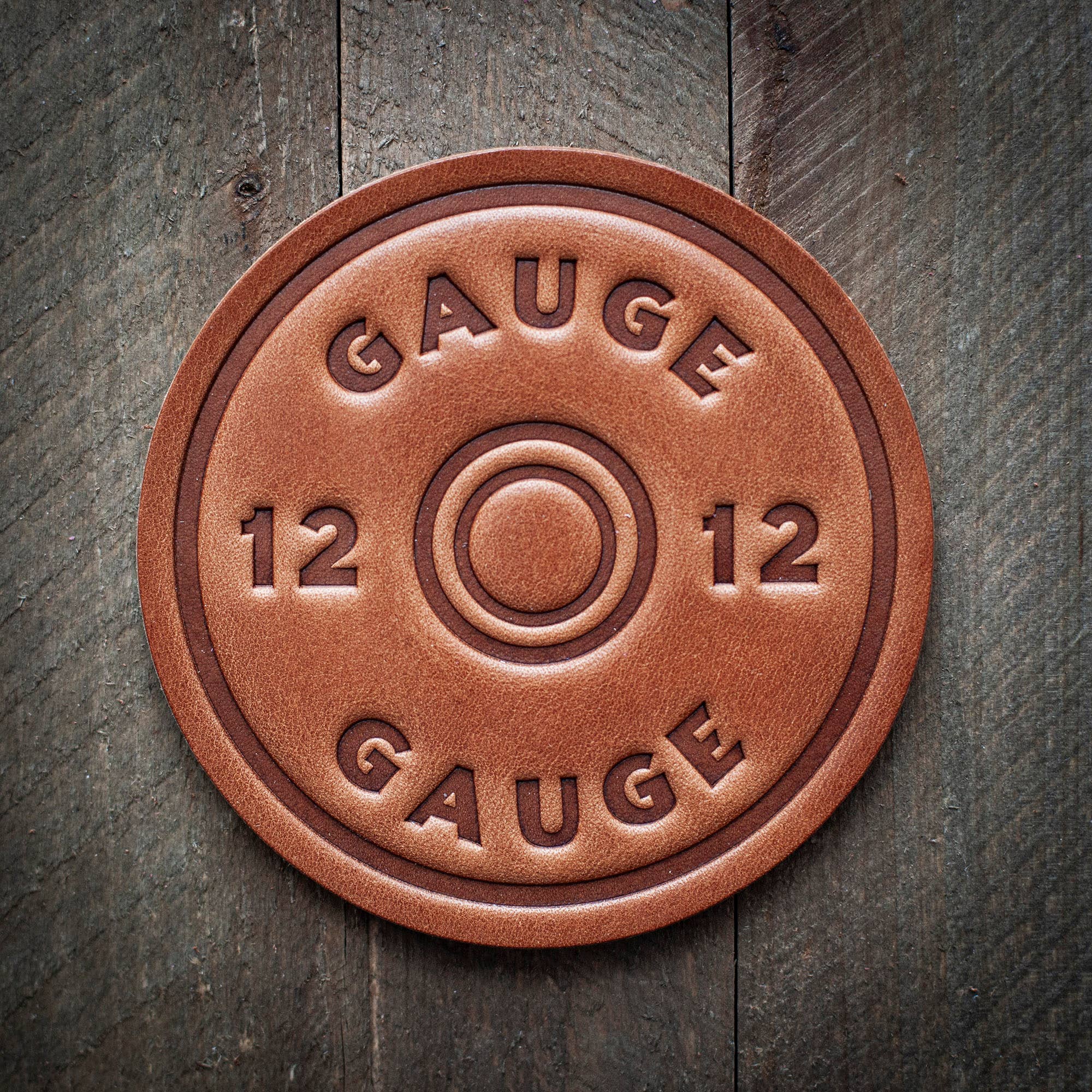 12 Gauge Shotgun Shell Solid Leather Coaster | Handcrafted 4" - PatriotDepot.com
