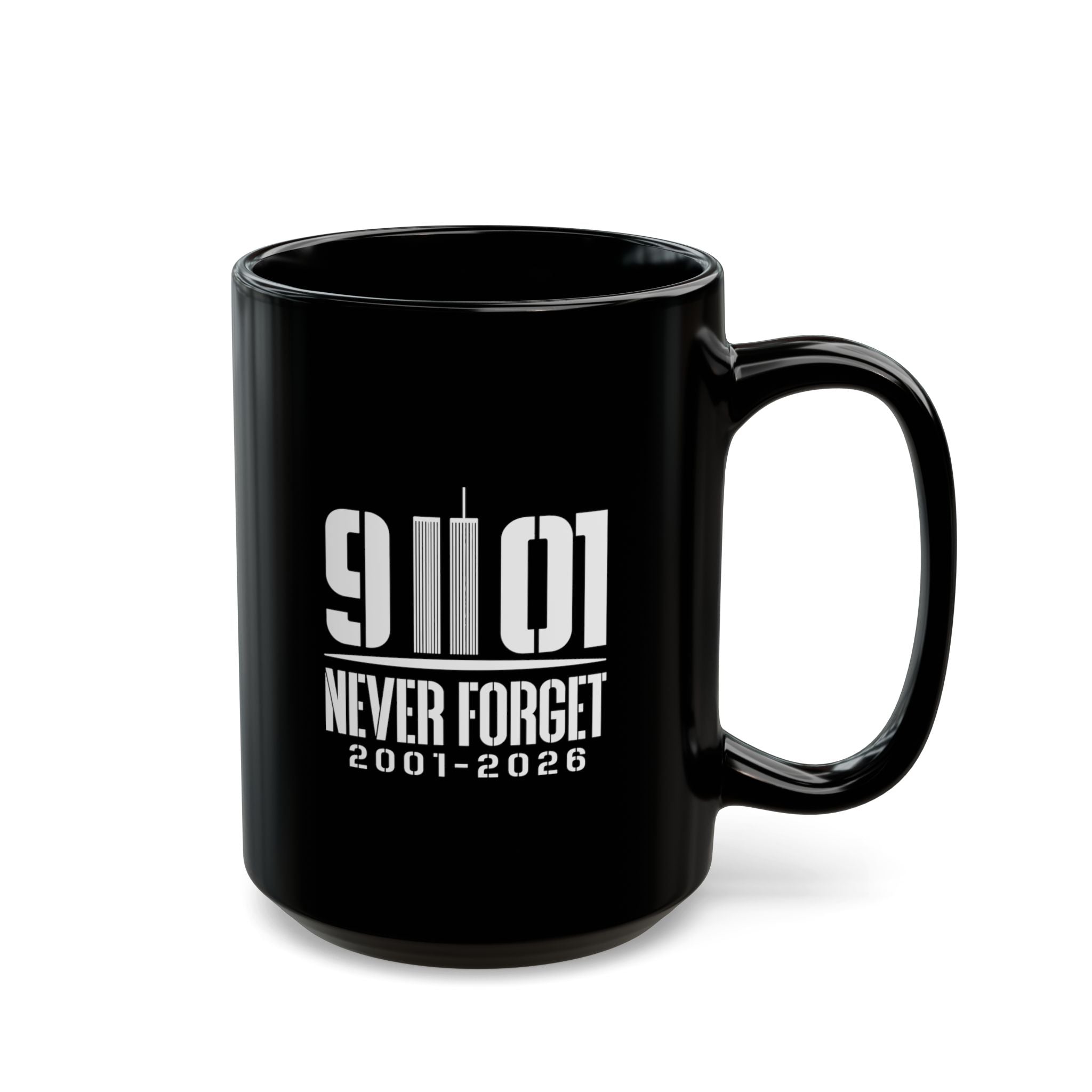 9/11 Never Forget Memorial Mug (Black, 11oz & 15oz) | 25th Anniversary Memorial