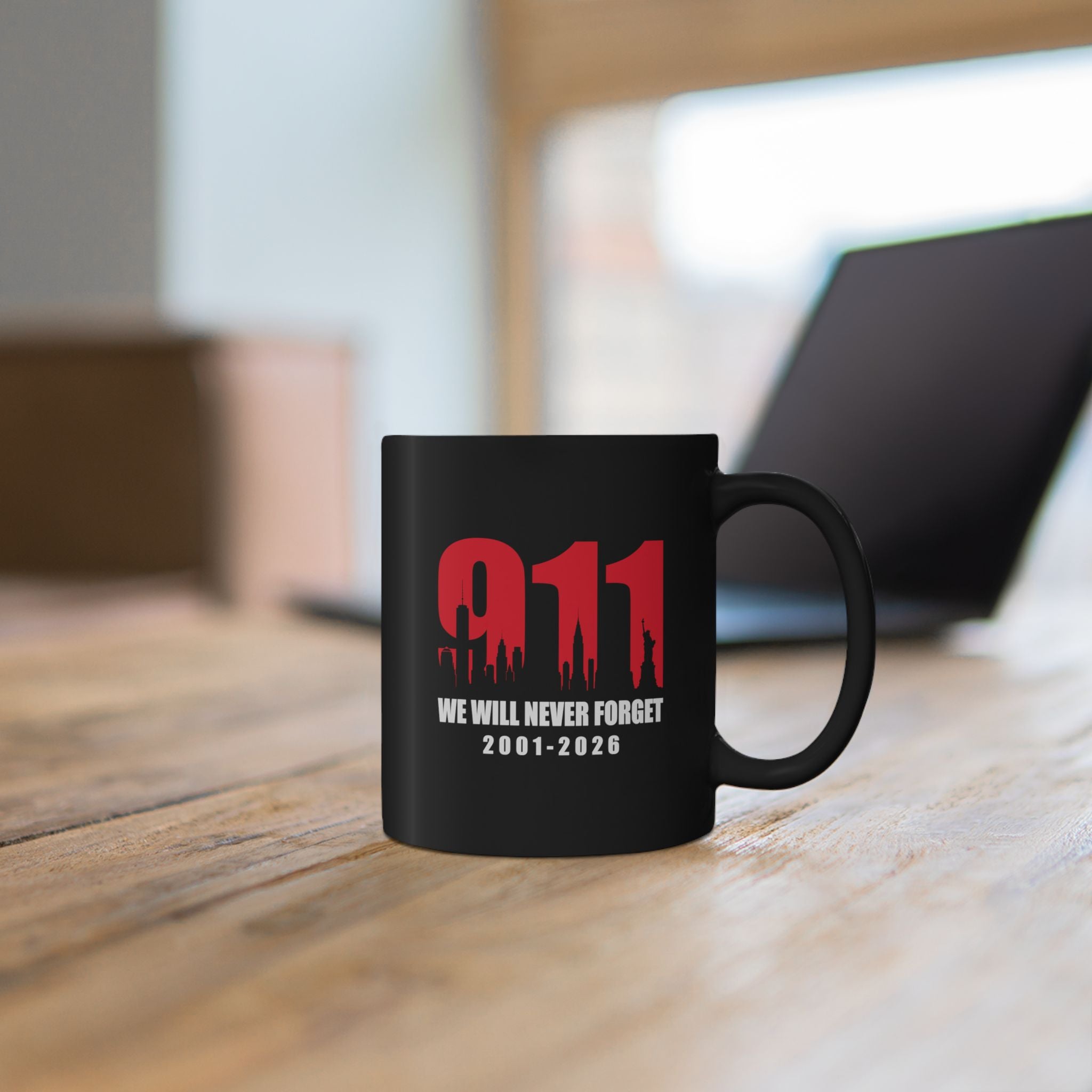 9/11 Remembrance Mug - "We Will Never Forget 2001-2026" | 25th Anniversary Memorial