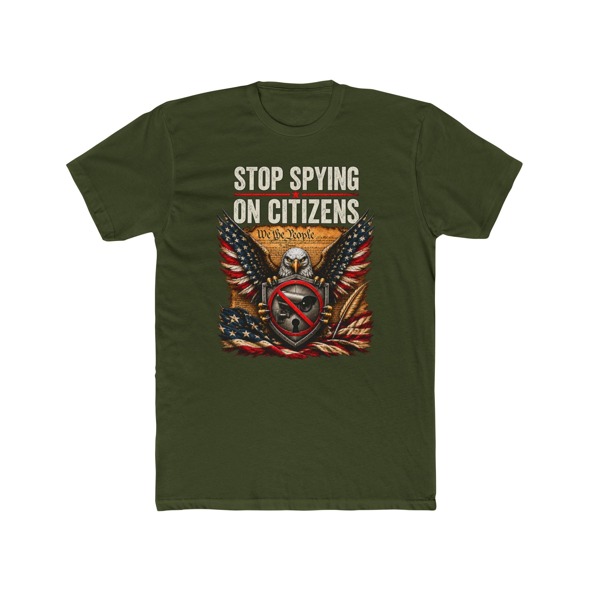 Stop Spying on Citizens T-Shirt – Patriotic American Eagle