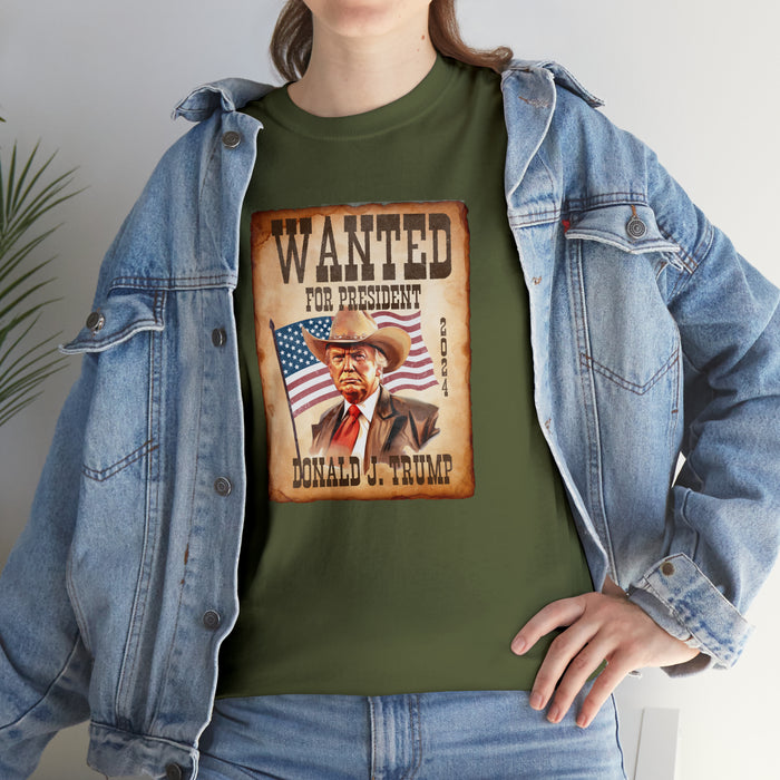 Wanted for President Donald J. Trump Cowboy T-Shirt (Artist Design)