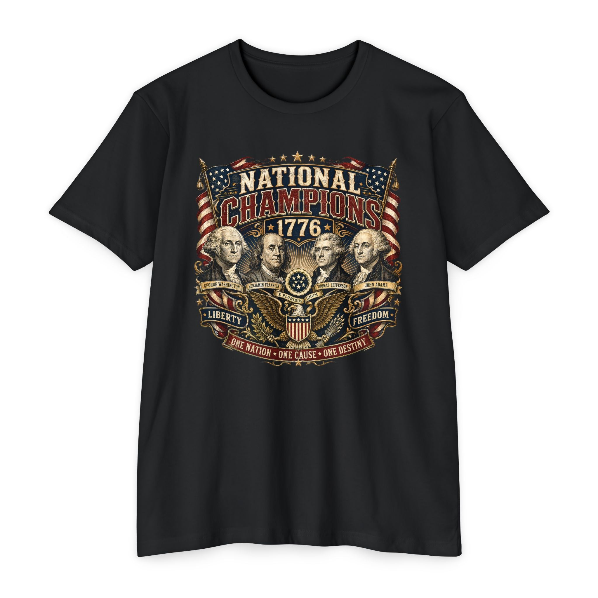 "National Champions 1776" Patriotic T-Shirt – Custom Design Vintage Founding Fathers USA