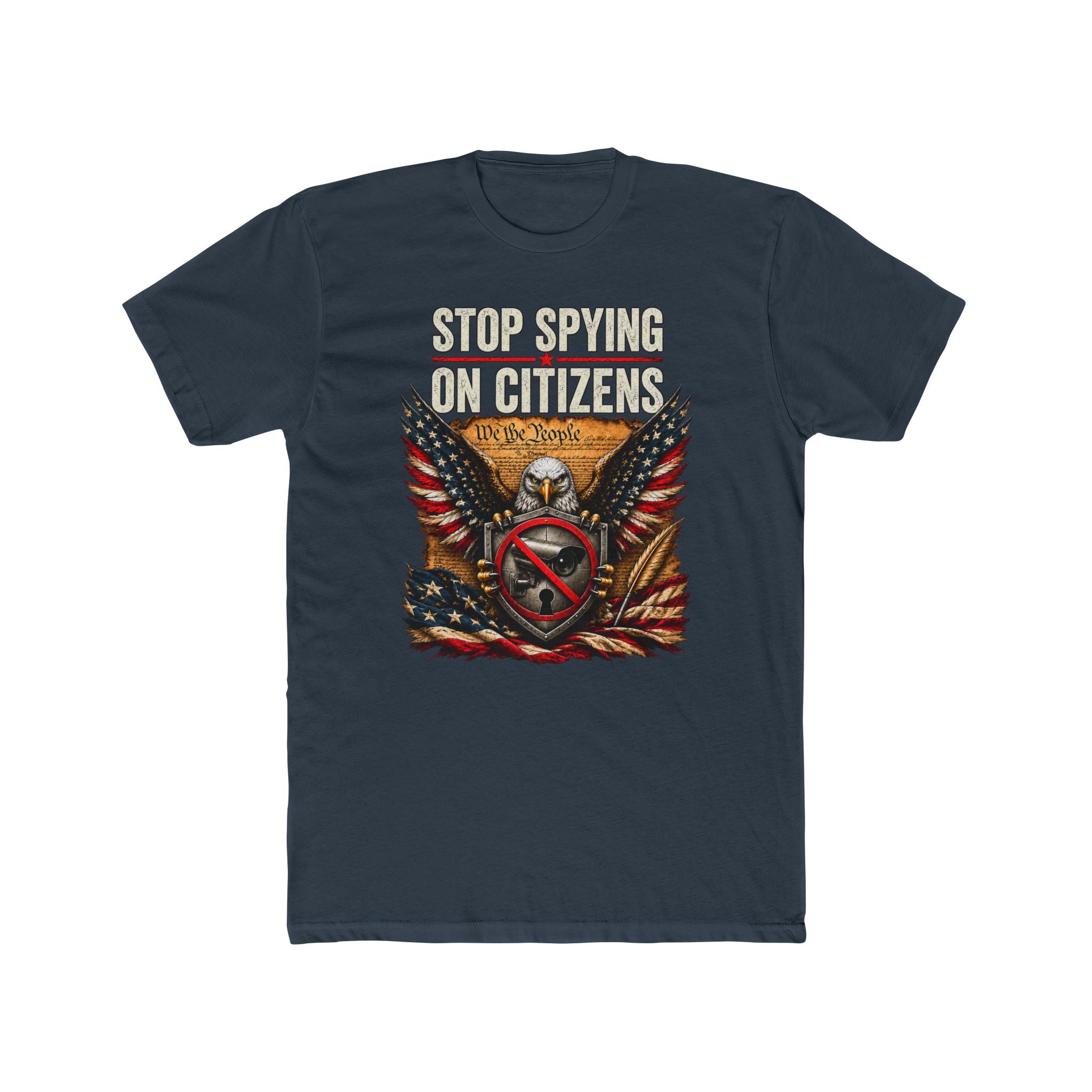 Stop Spying on Citizens T-Shirt – Patriotic American Eagle