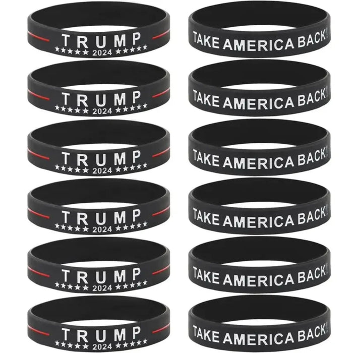 Trump 2024 Take America Back Silicone Bracelets (4-Pack)