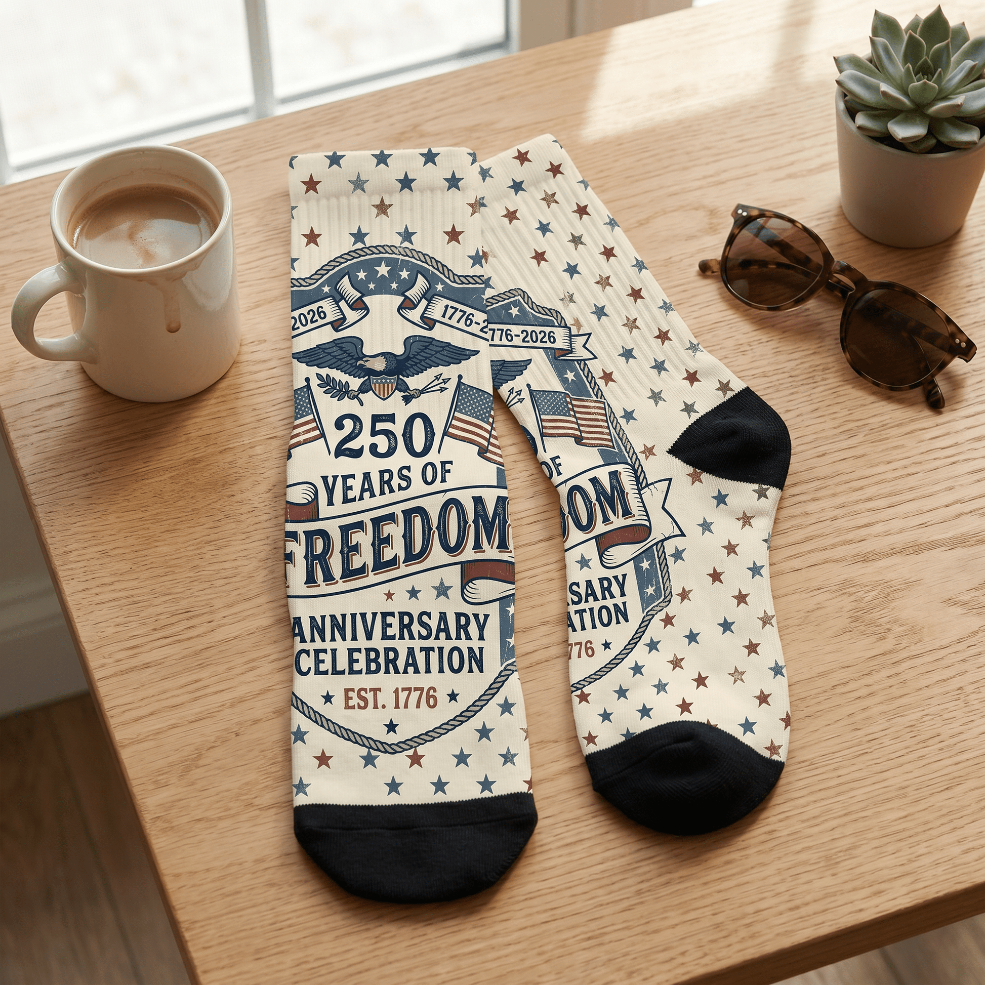 1776–2026 Freedom Anniversary Crew Socks - PatriotDepot.com
