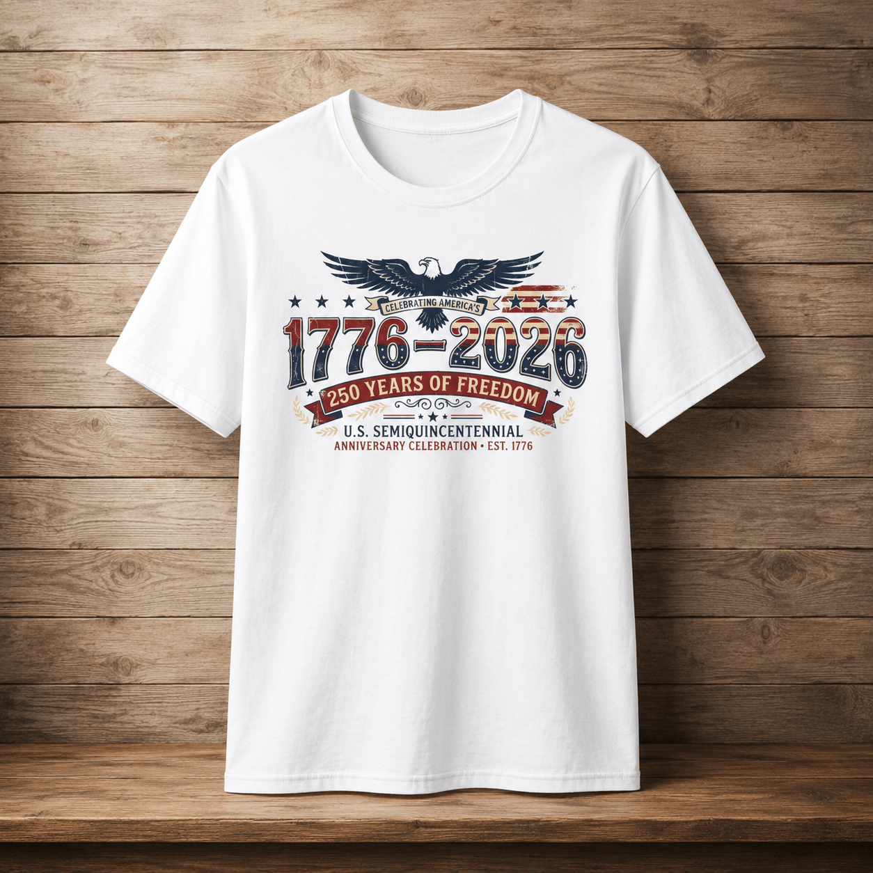 1776–2026 Semiquincentennial T-Shirt | 250 Years of American Freedom - PatriotDepot.com