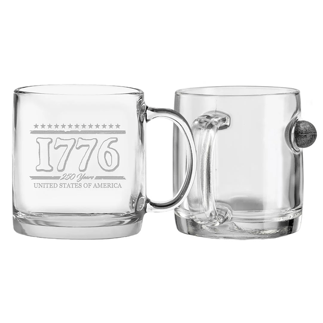 1776 – 250 Years United States of America Musket Ball Glass Mug - PatriotDepot.com