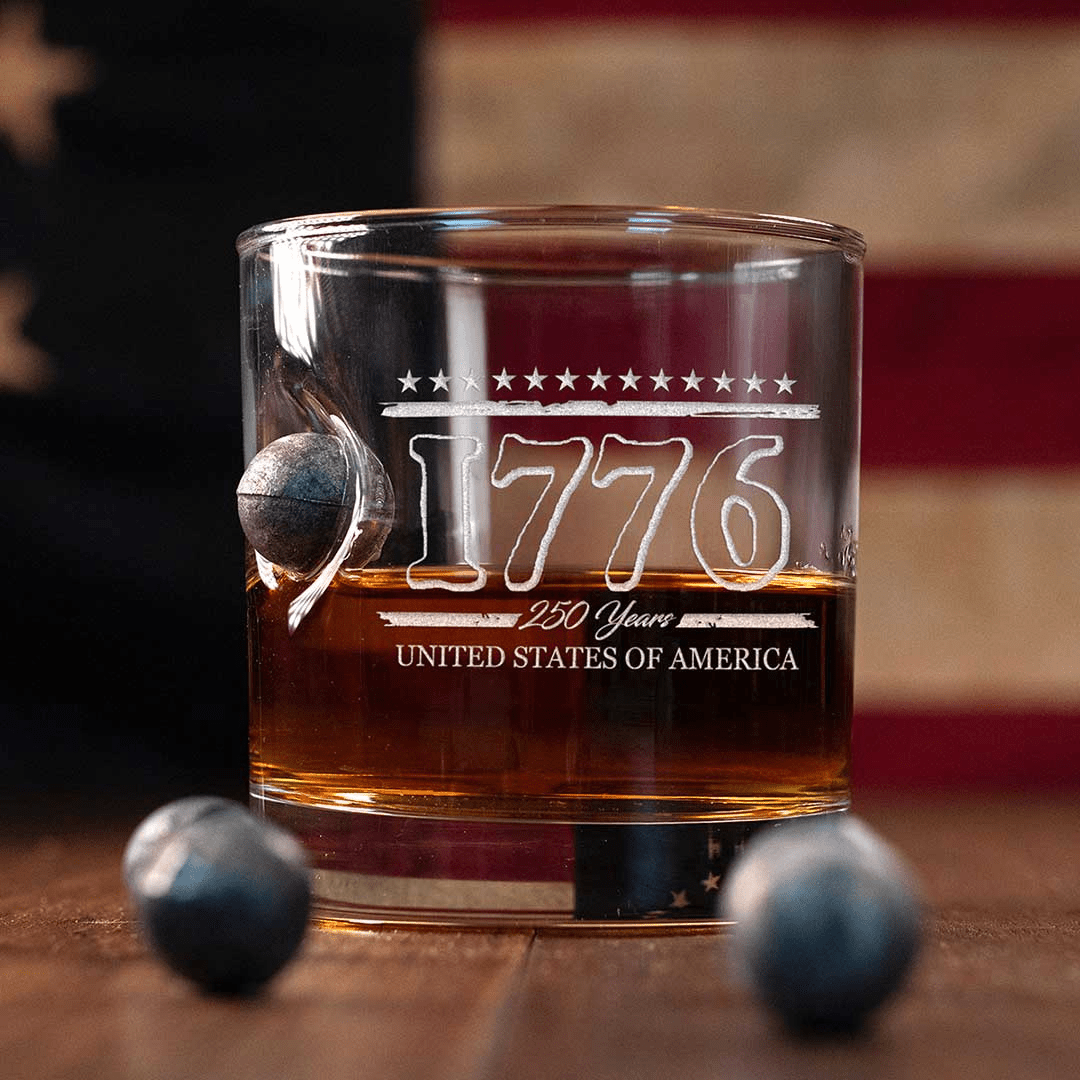 1776 250 Years United States of America Rocks Glass - PatriotDepot.com