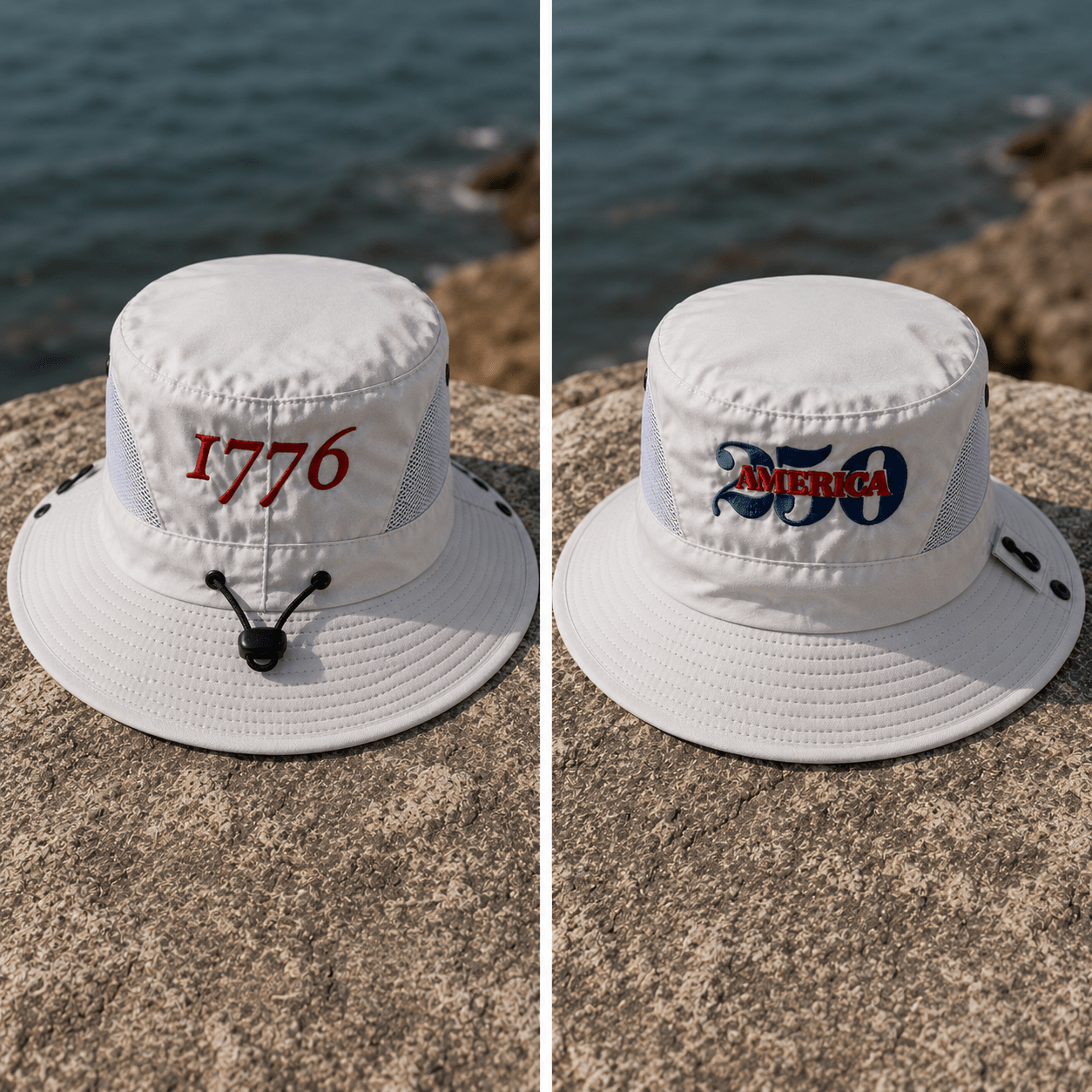 1776 America 250 Custom Embroidered Safari Hat | Patriotic Sun Hat - PatriotDepot.com