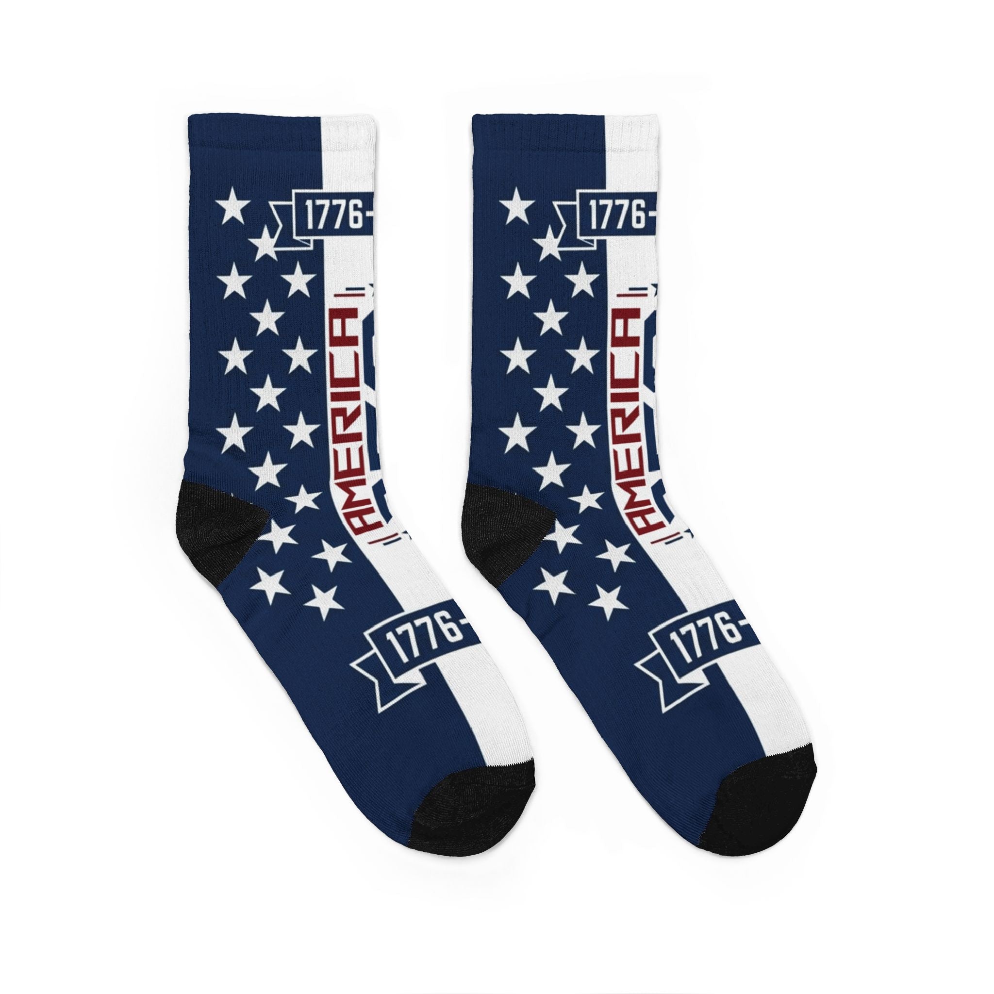 1776 American Flag Crew Socks — Patriotic 2026 Padded Socks - PatriotDepot.com