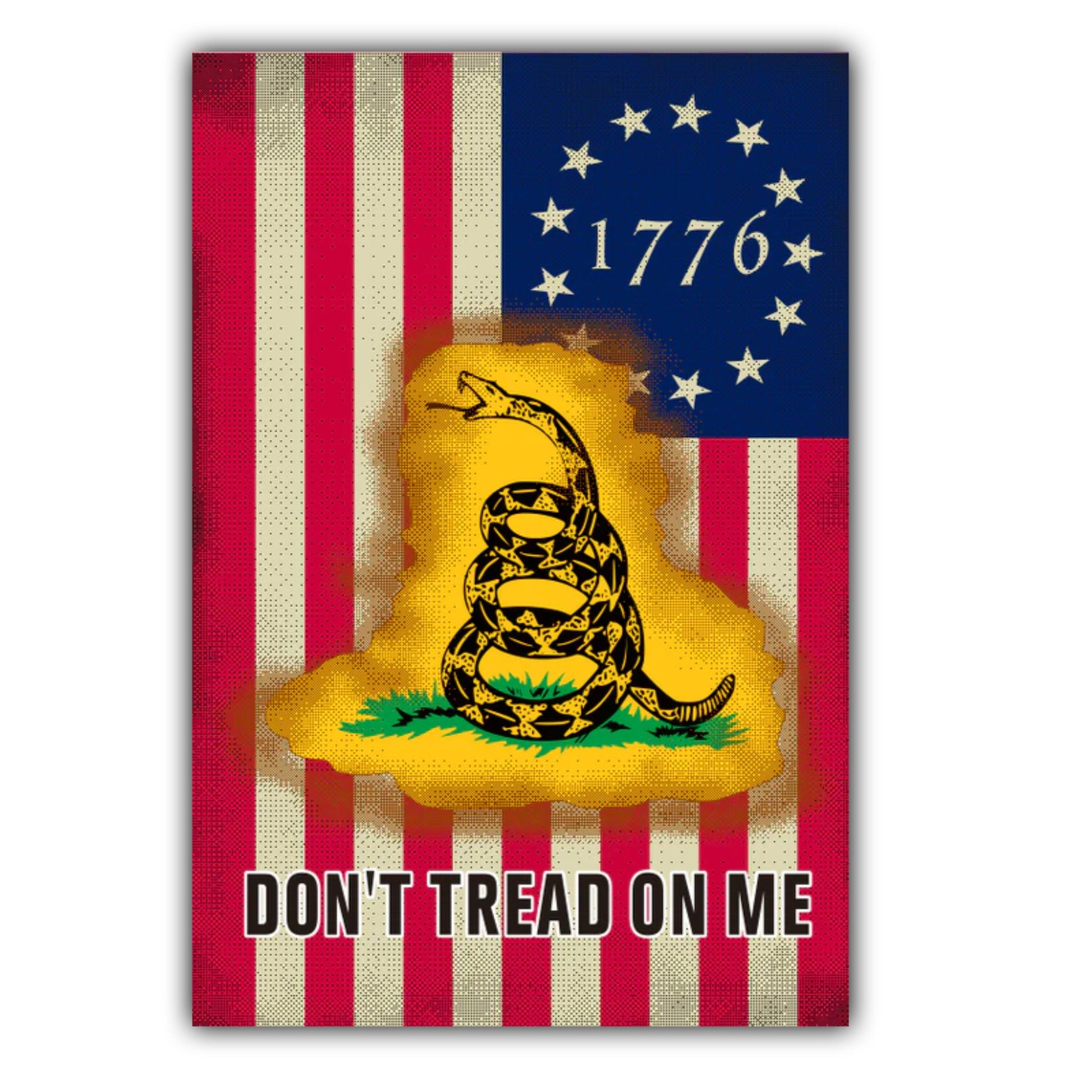 1776 Betsy Ross Gadsden DTOM 12"x18" Garden Flag - PatriotDepot.com