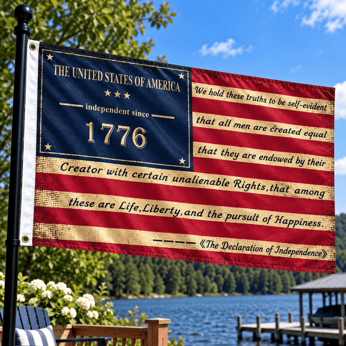 1776 Declaration of Independence 3′ × 5′ American Flag - PatriotDepot.com