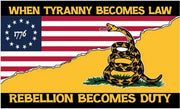 1776 Don't Tread on Me "When Tyranny Becomes Law" 3'x5' Flag - PatriotDepot.com