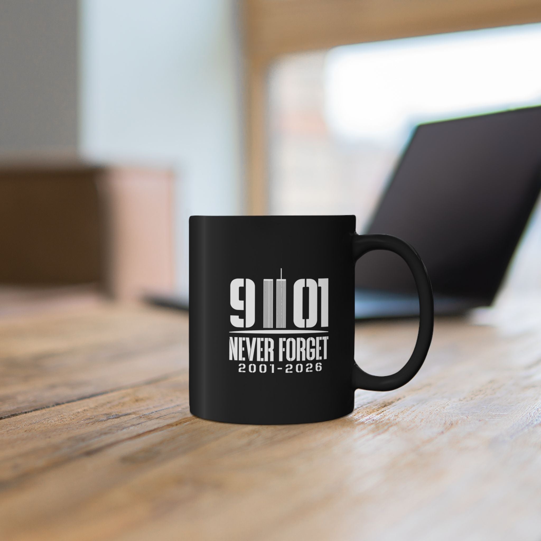 9/11 Never Forget Memorial Mug (Black, 11oz & 15oz) | 25th Anniversary Memorial
