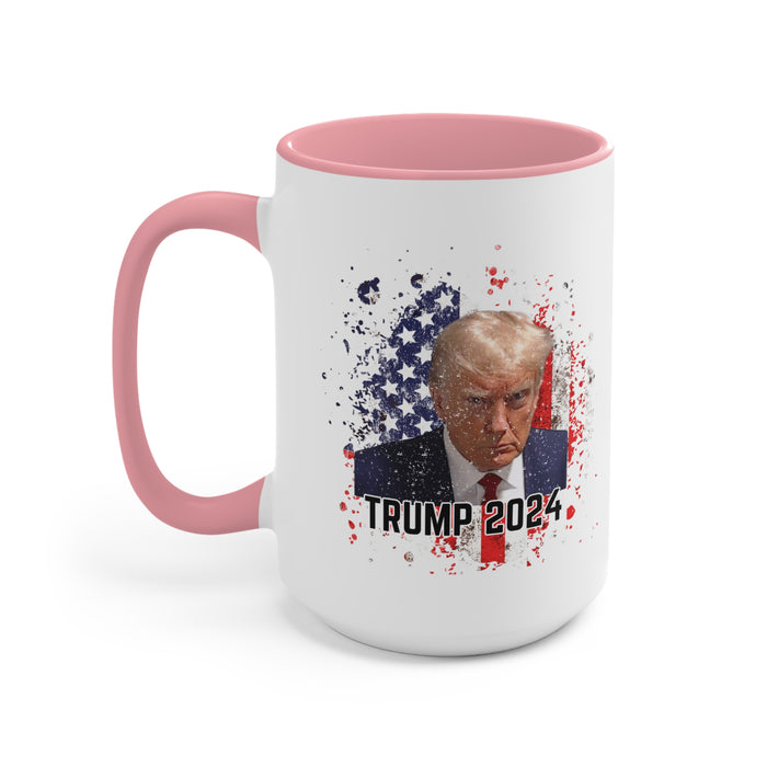 Trump 2024 Patriotic Mugshot Mug (3 Colors, 2 Sizes)