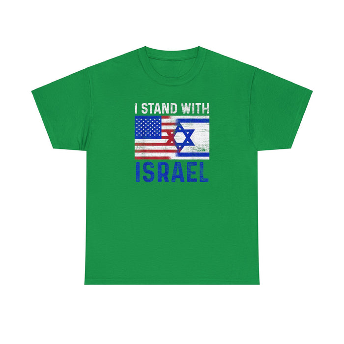 I Stand With Israel T-Shirt  (USA-Israel Flag Distressed Design)