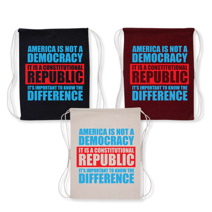 America is Not a Democracy Drawstring Bag (3 Colors)