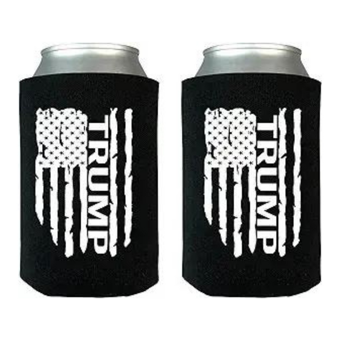 Trump American Flag (Black & White) Can Cooler