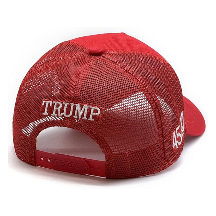 Premium Make America Great Again 45-47 Embroidered Trucker Hat (Red) 4 Sided Design