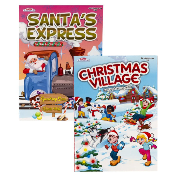 Santa's Express & Christmas Village Full-Size Coloring Books (2 Pack)