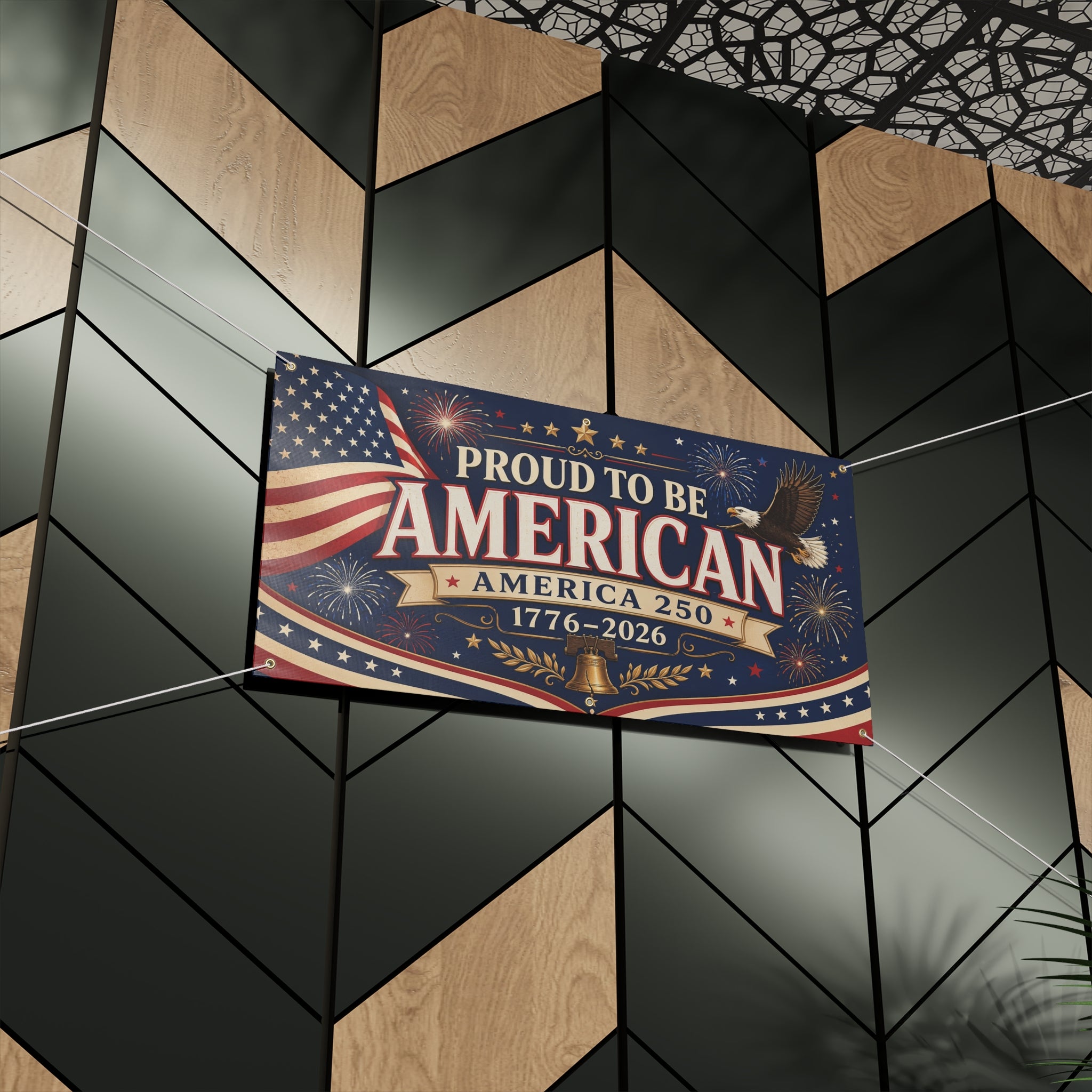 Proud to Be American Matte Banner — America 250 1776–2026 Patriotic Outdoor Flag