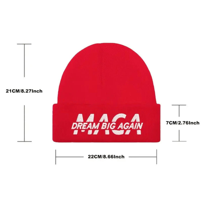 MAGA Dream Big Again Embroidered Knit Beanie (Red)